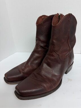 Size 10 D TECOVAS The Dean Cafe Brown Cowhide Western Ankle Boot Mens